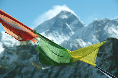 Nepal Flags in the Mountains